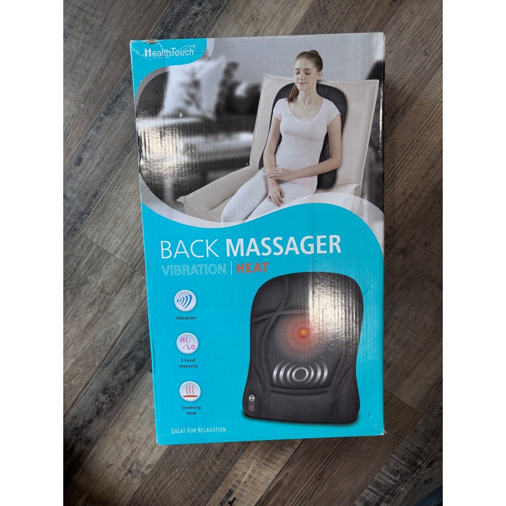 HealthTouch Back Massager Vibration Heat Therapy Portable Cushion Office Car